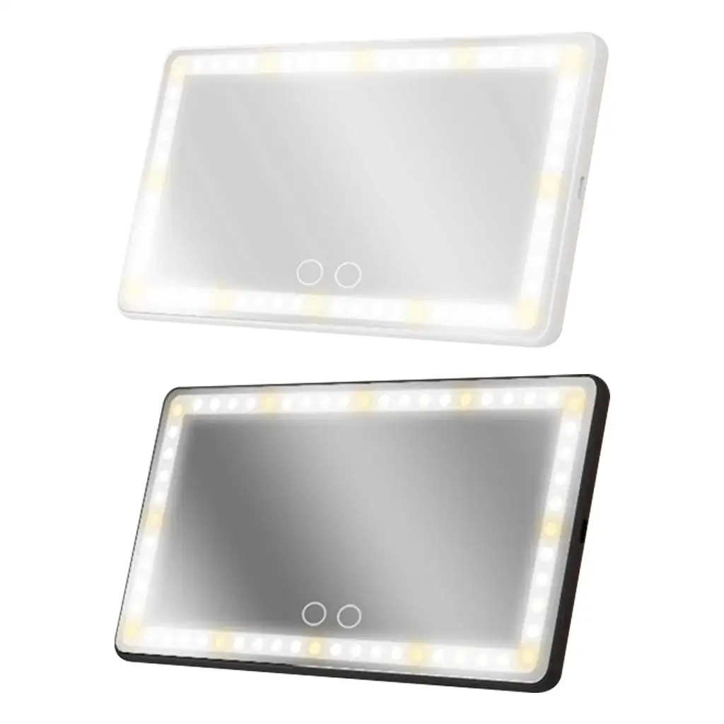 Universal Car Visor Vanity Mirror Touch Sensor 60 Adjustable LED Detachable USB