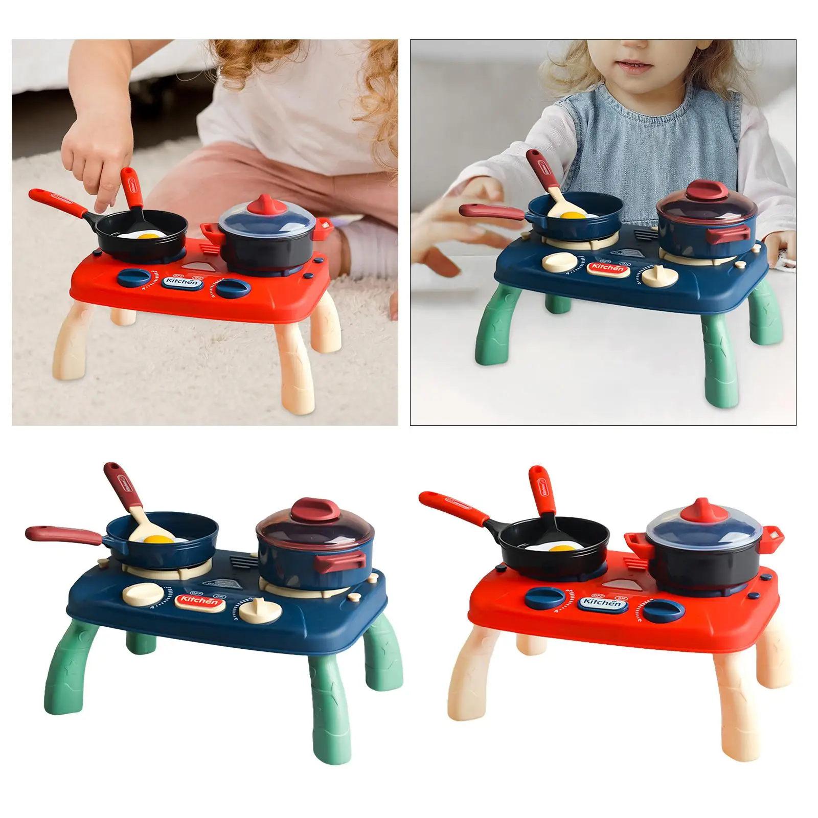 19x Kitchen Playset for Toddlers Kids Simulated Kitchen Toy Cooking Toy Role Play Game Educational Gift for Boys and Girls