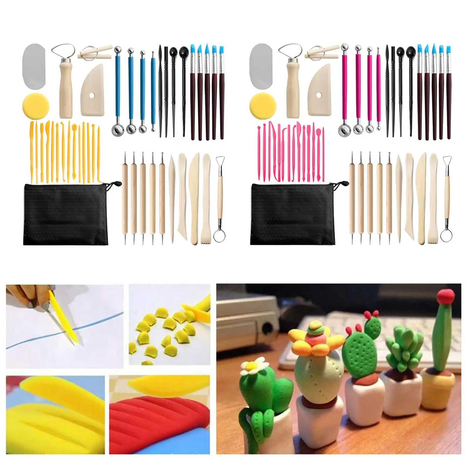 42pcs Clay Sculpting Set Carving Kit Wooden for Modelling Dotting Cutting Beginners Clay