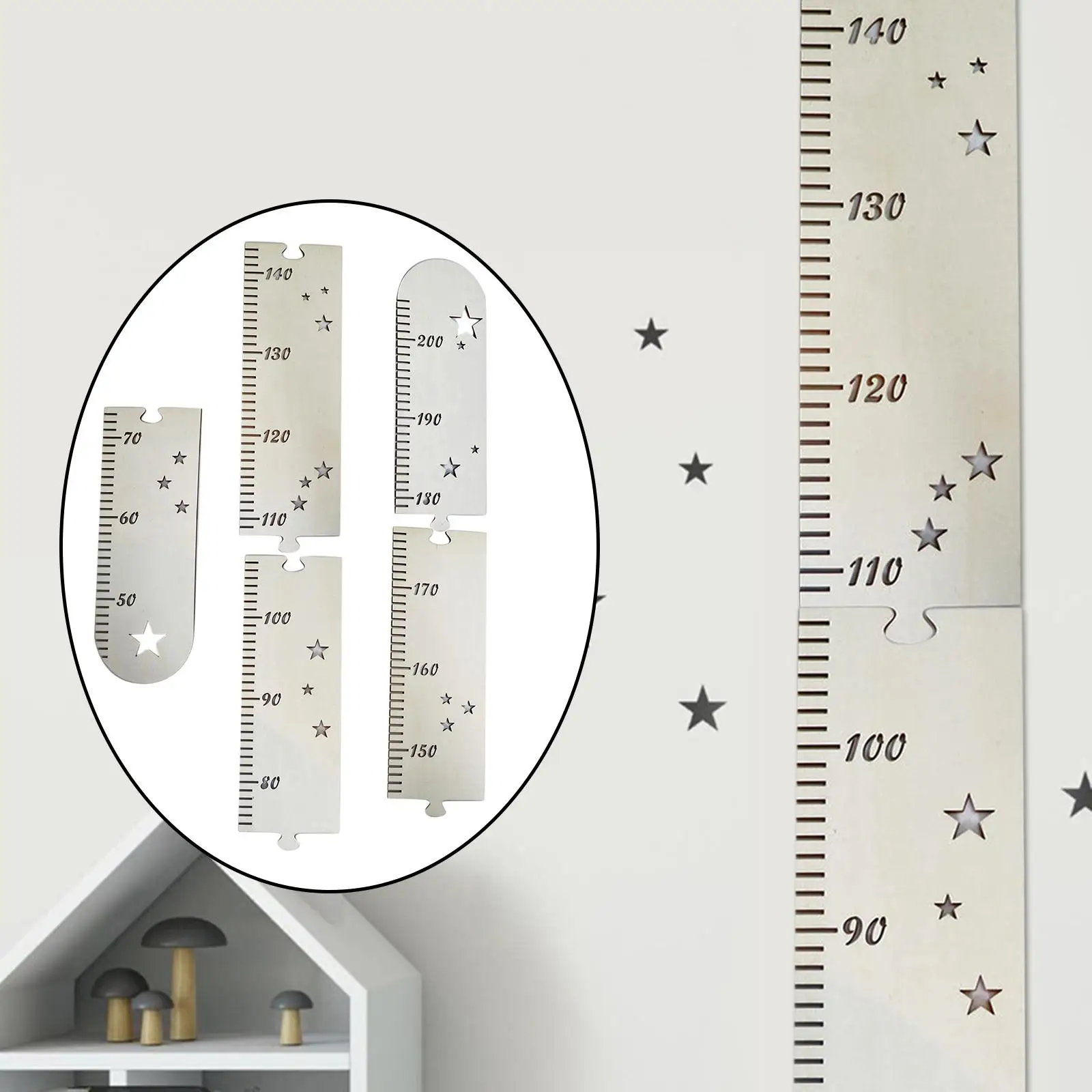 Wooden Growth Chart Kid Room Height Gauge Wall Height Measurement Ruler