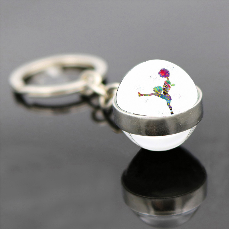 Beliebte Schmuck doppelseitige Glas Anhänger Schlüssel bund rhythmische Gymnastik Thema Schlüssel bund Anhänger Geschenk stilvoll und minimalist isch – Detail 9