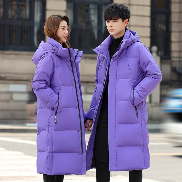 2023 New Purple Men s and Women s Down Coat Winter Leisure Quilted Coat Long Warm Hooded Love Couple Down Coat Women Men Jacket AliExpress