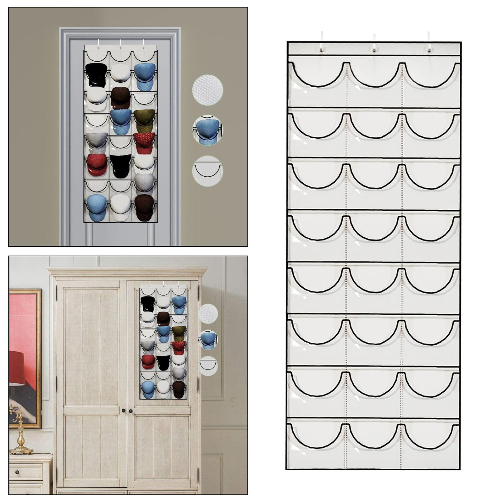 Baseball Caps Rack Scarf Bag Hooks 24 Clear Door Closet Hanger Holder Round Storage Shelf Home Organizer Storage Hat Holder