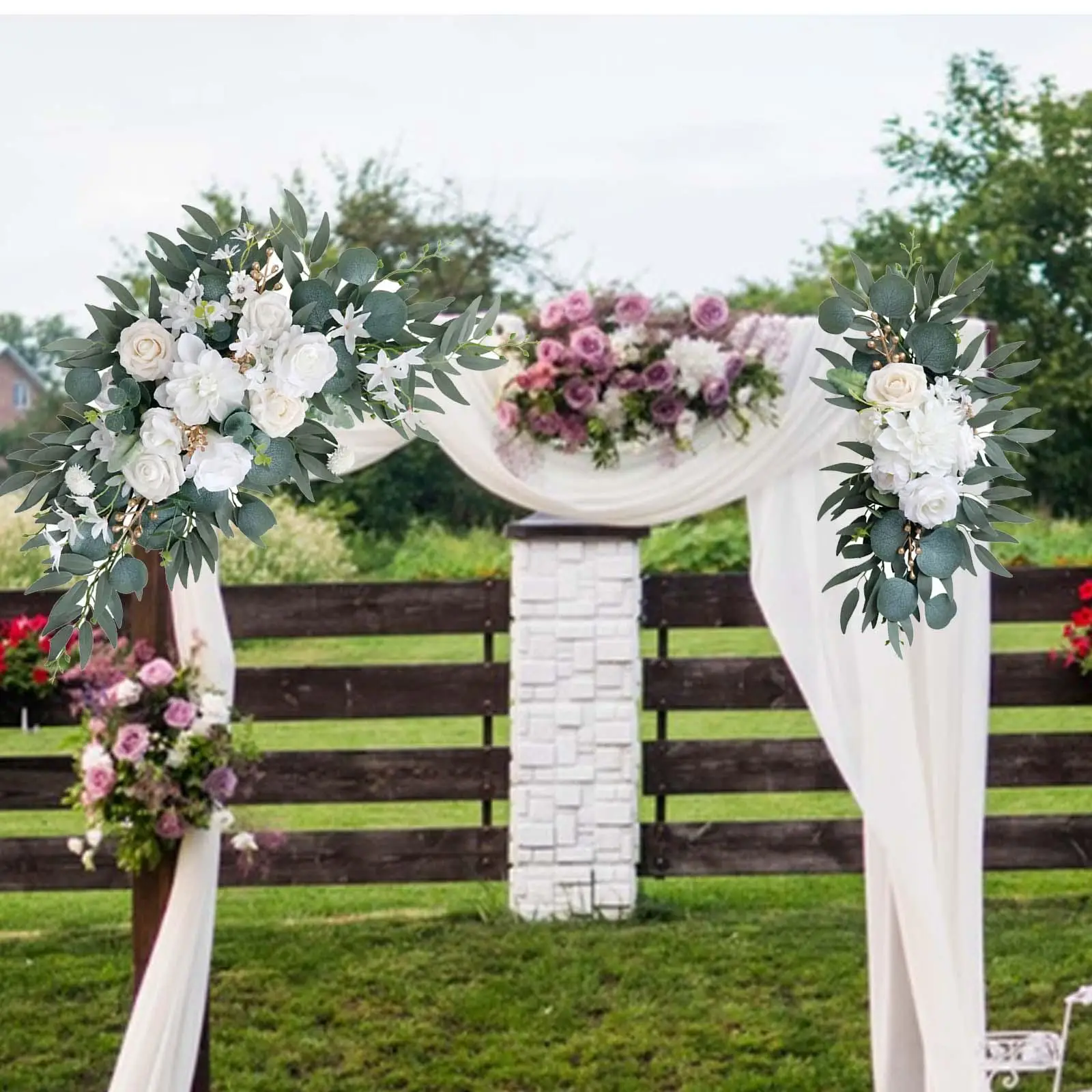 Wedding Arch Flowers Reception Arrangement Rustic Wedding Arch Swag Floral Swag Backdrop for Wedding Chair Wedding Car Home