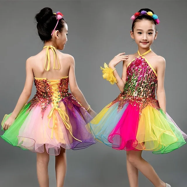 Disfraz de bailarina para niña, Ropa de baile con lentejuelas y flores,  leotardo Gimnástico, tutú de Ballet, novedad - AliExpress