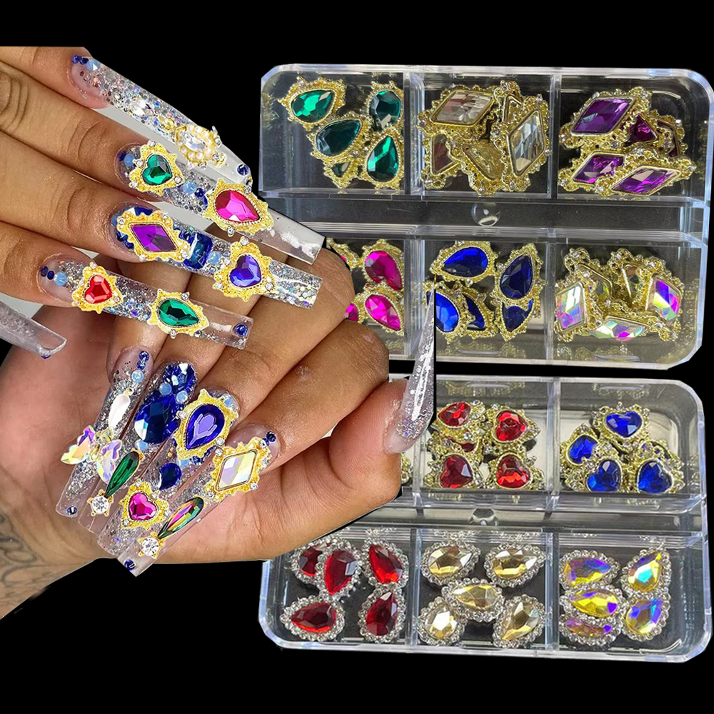 Best of 1Box 3D Nail Art Rhinestone Gems Decoration Metal Alloy AB Iridescent Hearts Nail Charms Luxury Diamond Nail Supplies Jewelry Reviews & Tips