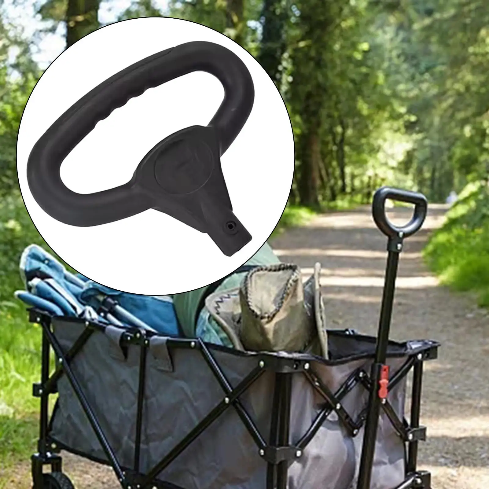 Wagon Cart Push Handle Replacement Accessories Black Portable Comfortable Gripping for Camping Shopping Cart Outdoor Gardening