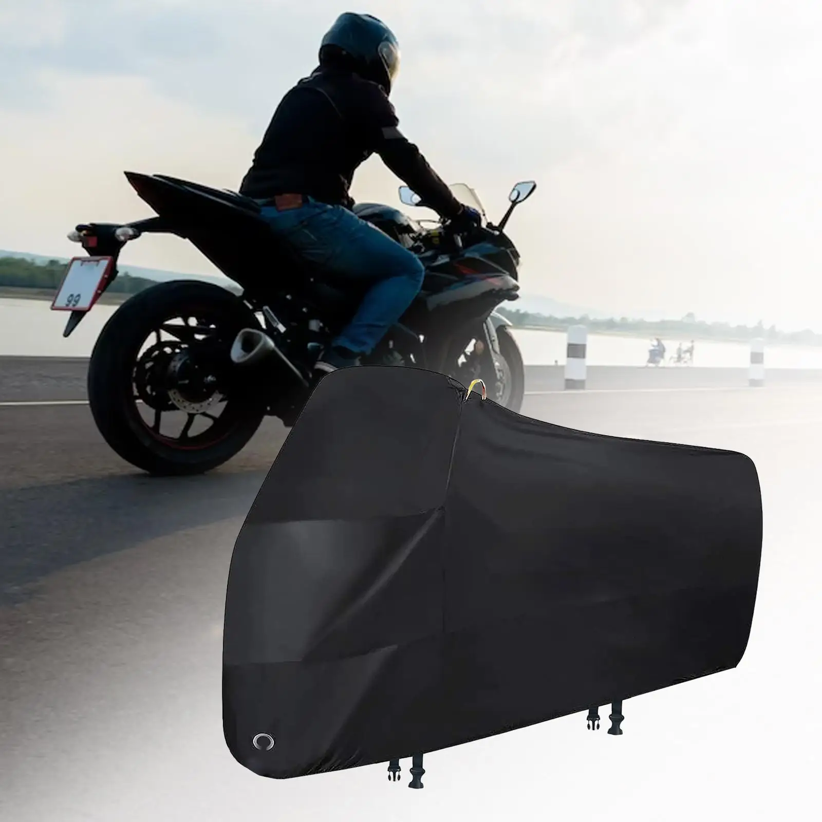 Scooter Mopeds Cover Motorcycle Protective Cover 200x70x110cm Black Accessory with 2 Buckle Multifunctional Tear Resistant