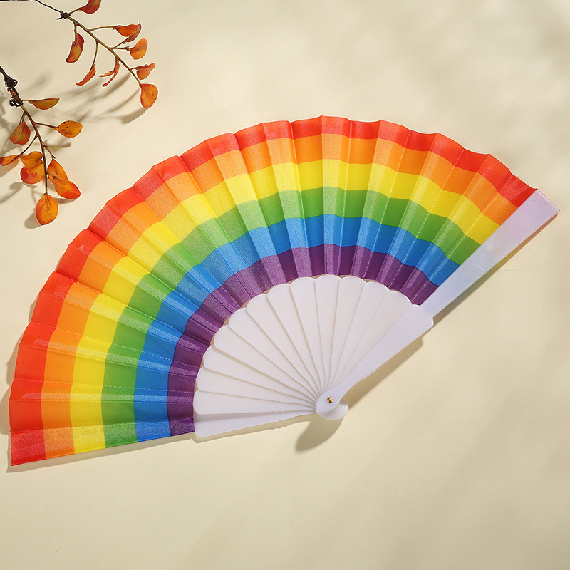 Title 13, Rainbow Handheld Folding Fan Spanish Large Fold...