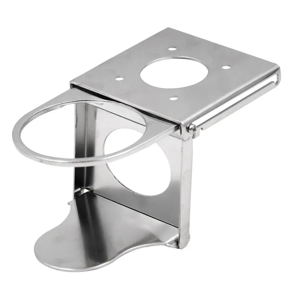 Stainless Steel Adjustable Fold-Up Drink Holder FOR RV Marine Boat, Can Hold