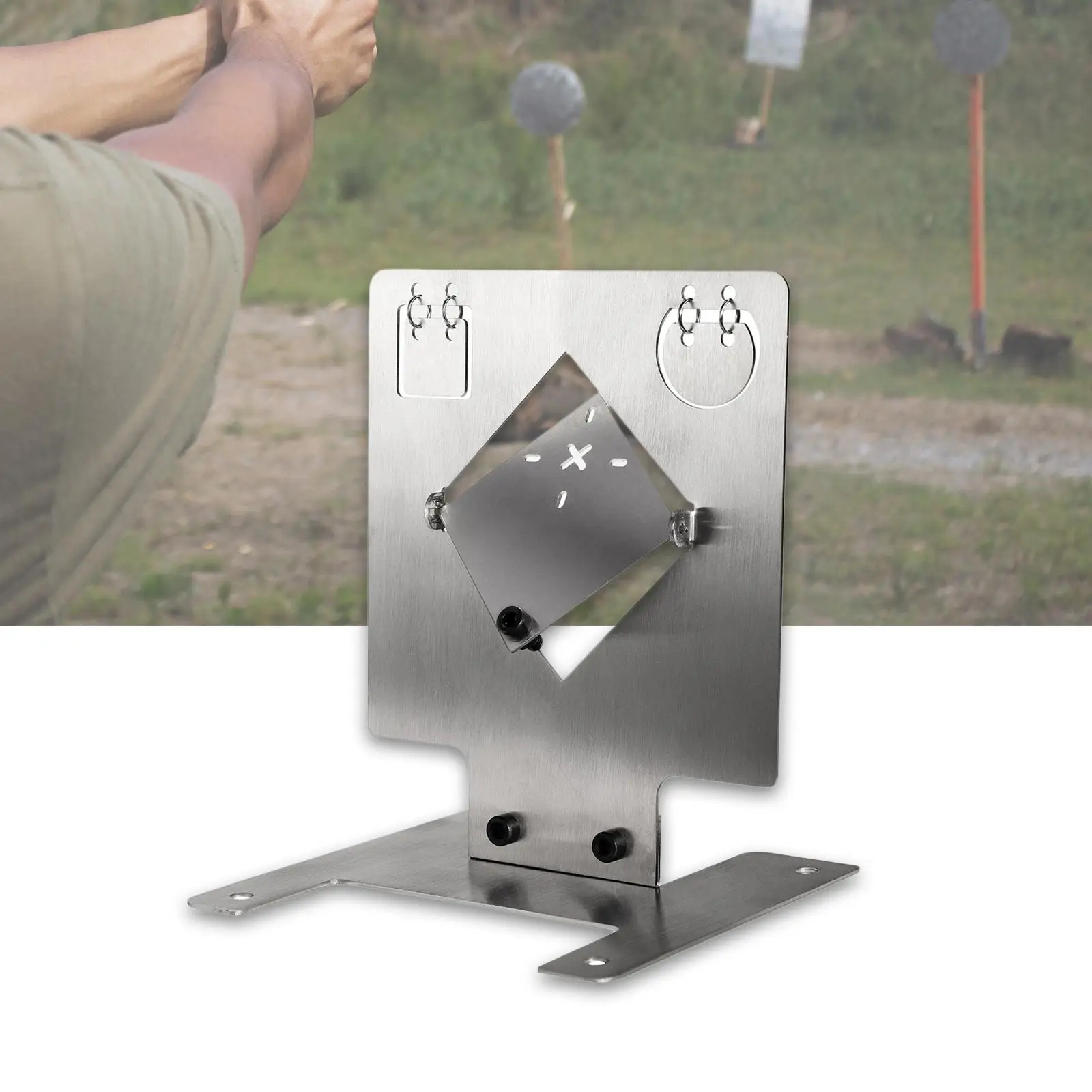 Metal Target Stand Hunting Training Practice Target with Hanging Design Strong Stable Stainless Steel Target
