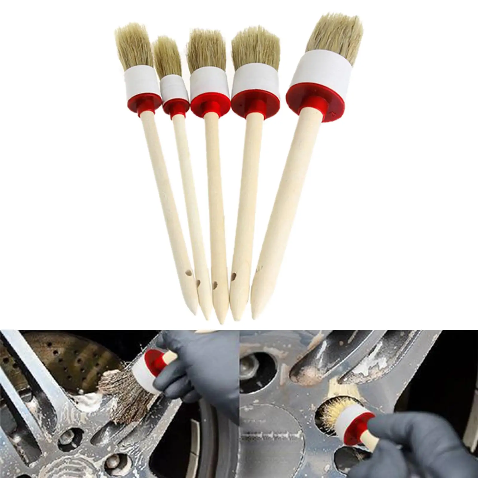 5Pcs Hangable Car Soft Bristle Detailing Brush Set for Exterior Interior