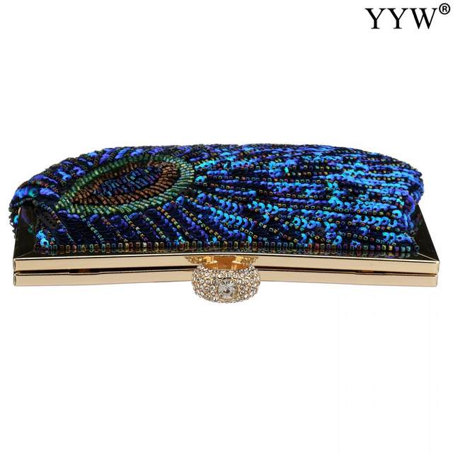 Vintage Sequin Peacock Clutch Bag, Antique Beaded Evening Handbag