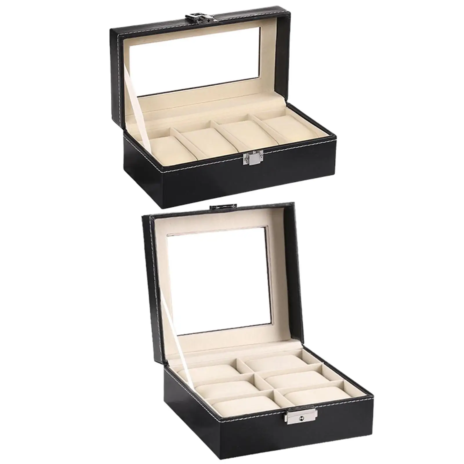 Storage Box with Lock Watch Collection Case Glass Top