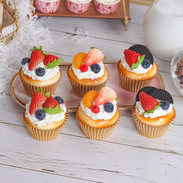 6PCS Decorazioni per Modelli di Cupcake Finti, Torta di Simulazione  Artificiale Realistica, Set di Torte per Esposizione di Alimenti  Artificiali