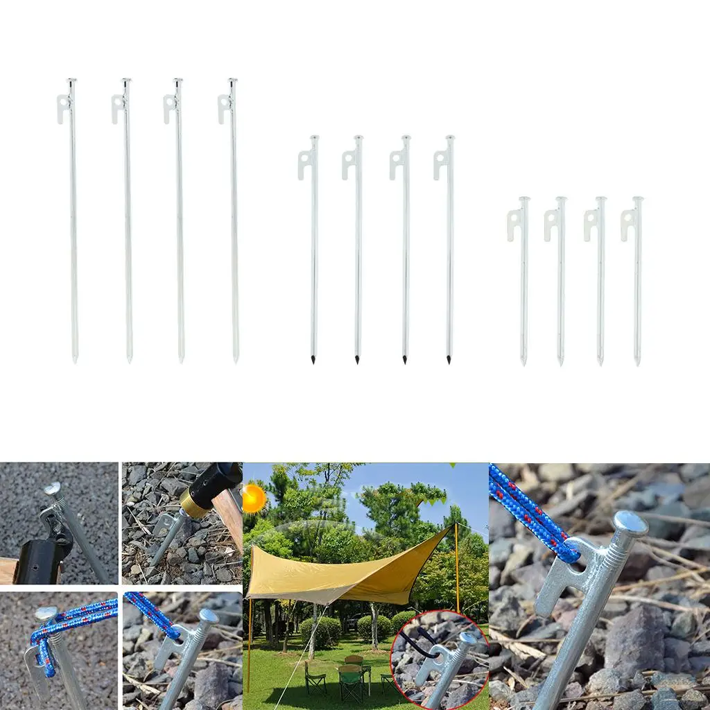 4 Pieces Outdoor Camping Tent Stakes Awning Tarp Ground Nails Pegs