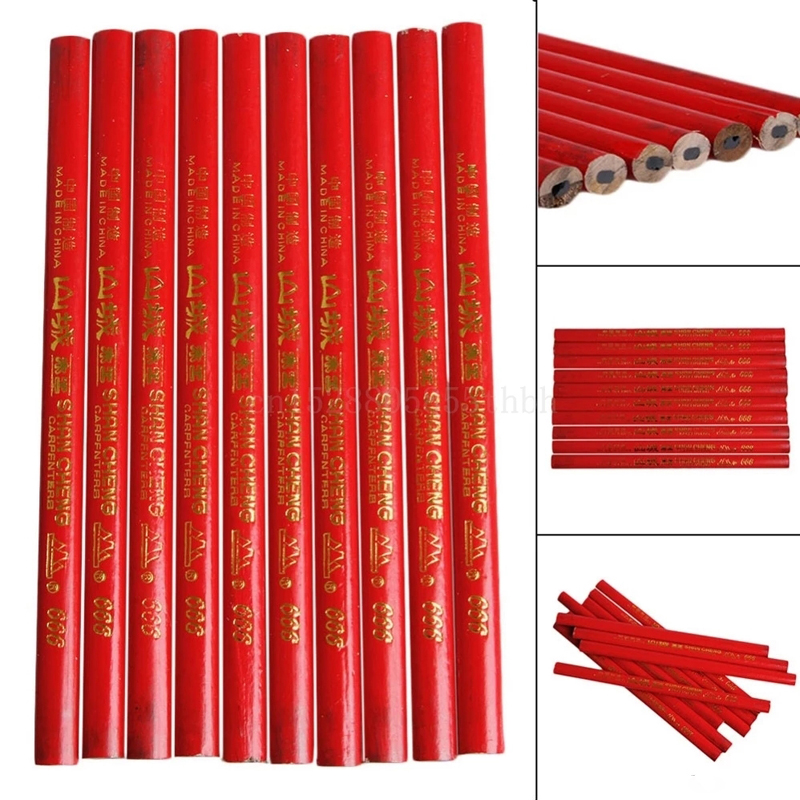10 Stück Zimmermannsbleistift dicker Kern schwarzer Stift spezieller Markierungsstift DIY mit Skala Zimmermannswerkzeug Stift Briefpapier Markierungsstift – Detail 5
