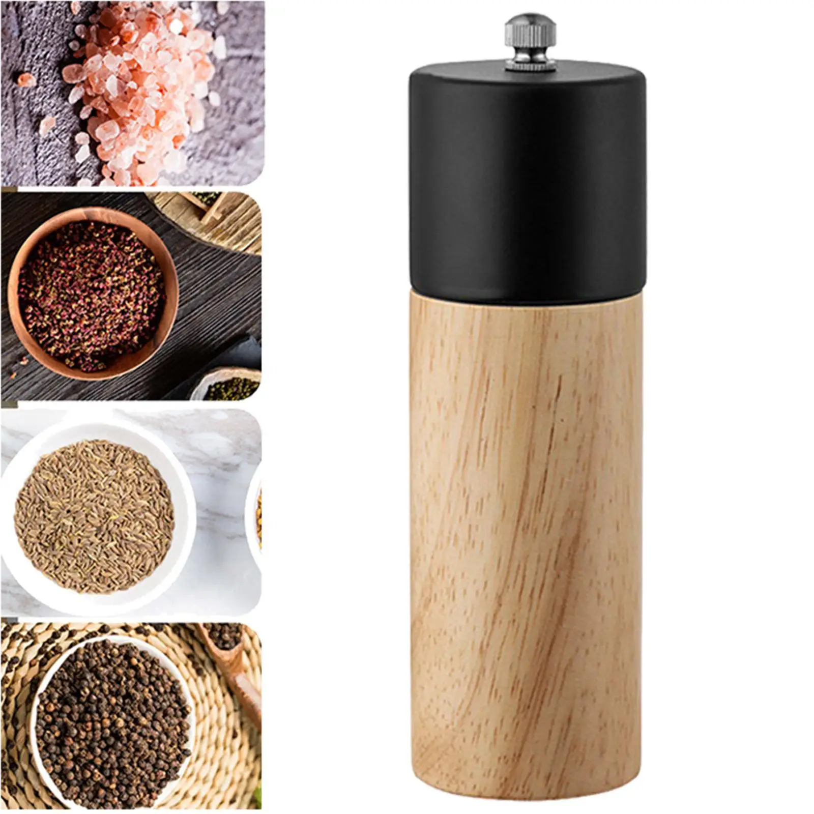 Manual Pepper Mill 1Pcs Spice Shaker Easy Refillable Black Peppercorn for Kitchen Tools Picnics 