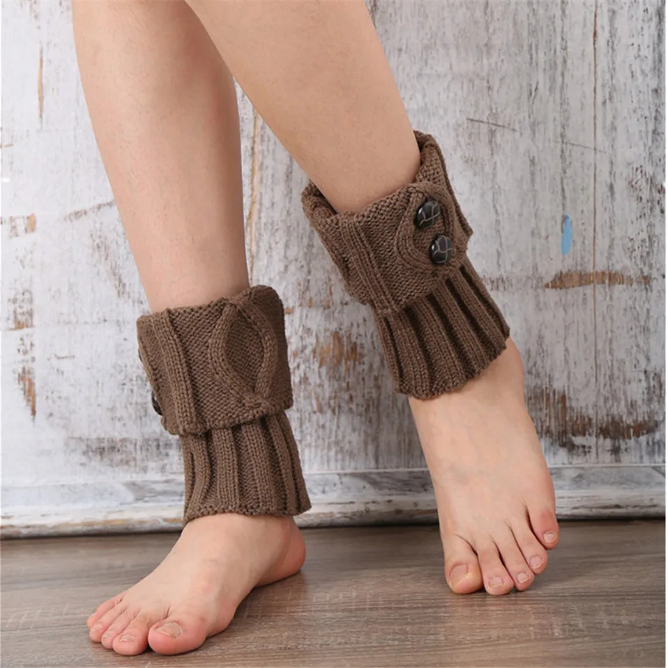 Gestrickte Gamaschen für Damen, Beinwärmer für Herbst/Winter, Lolita, süßes Mädchen, kurze Stiefelmanschetten, Knöpfe, gehäkelt, Damenstiefel, kniehoher Stiefel – Detail 5