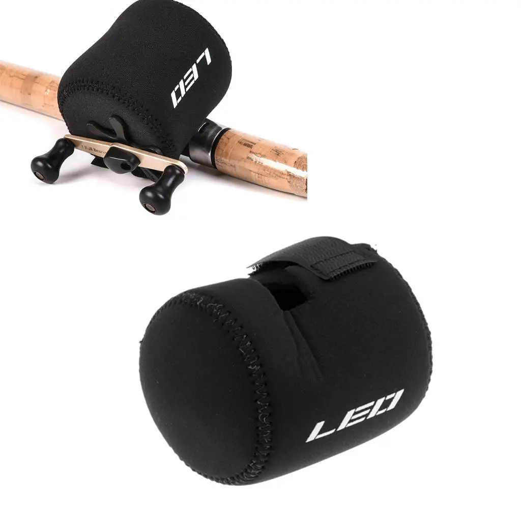 Fishing Drum Reel Cover Bag Neoprene Pouch Casting Drum Reel Bag Loop Fasteners Reel Cover Black