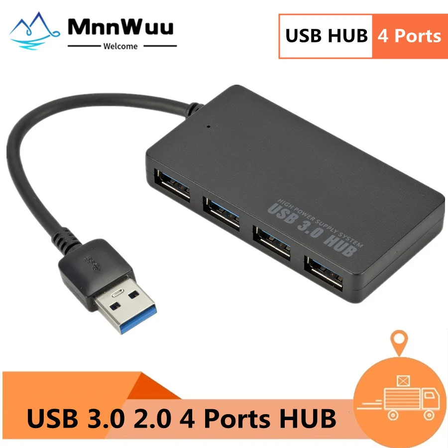 Portable Compact High Speed 4-Port USB 3.0/2.0 External Hub Adapter PC Laptop 
