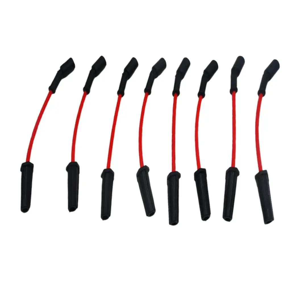 8 Pieces Ignition Spark Plug Wire Set Red for Chevrolet LS2 LS4 Car Auto