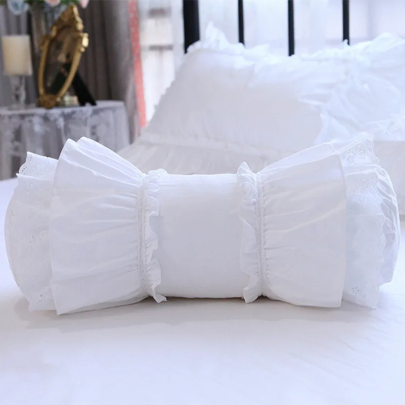 White Lace ruffle cushion decorative bedding pillow Korean pillows candy cushion princess lumbar pillow sofa throw pillows