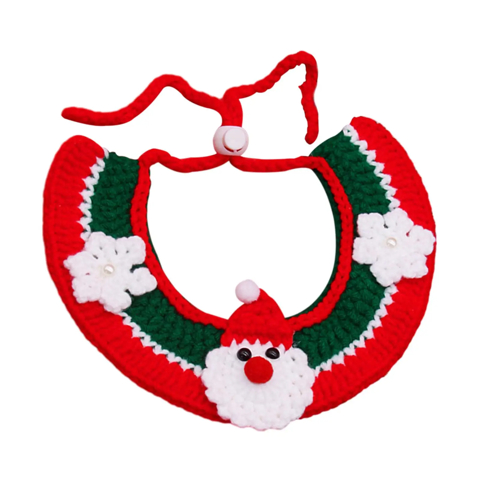 Knitted Bib Cat Collar Santa Claus Dress up Costume Holiday for Cat and Dog Kitten Necklace Scarf Neckwear Hand Woven Scarf
