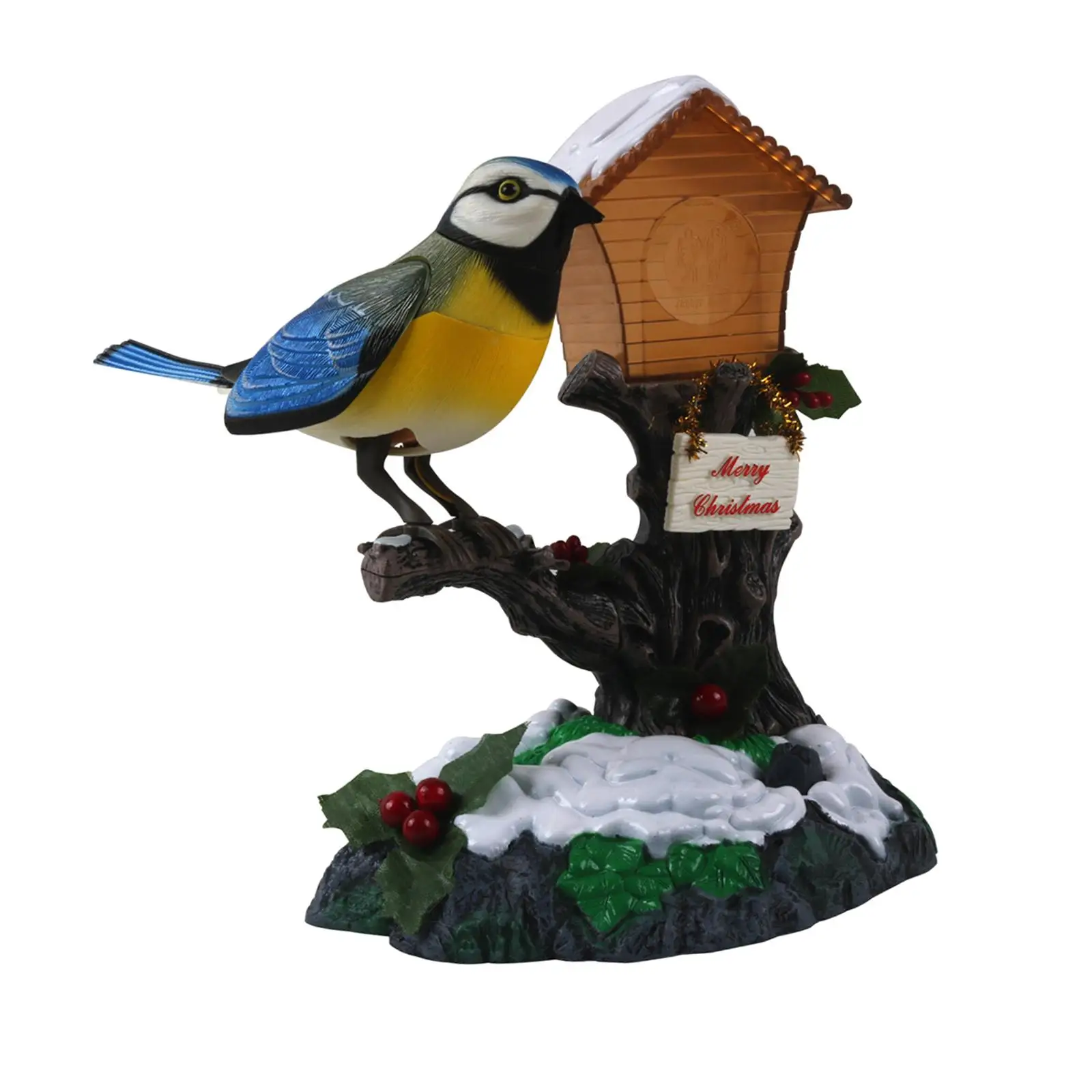 Battery Operated Talking Sound Control Bird Toy Creative Gift Sound Activated Chirping Bird for Party Office Decoration