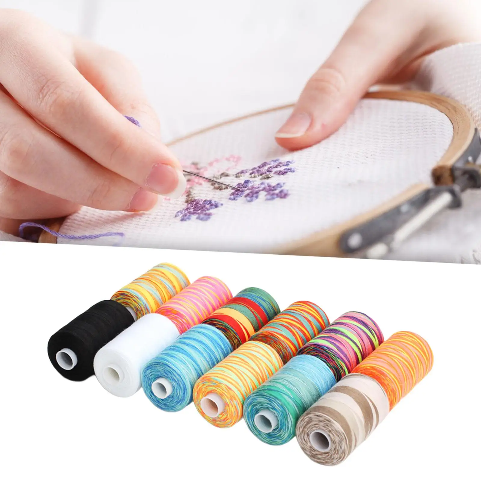 12Pcs Multicolor Sewing Thread Set Durable All Purpose Prewound Bobbin Thread for Sewing Cross Stitching DIY Crafts Supplies