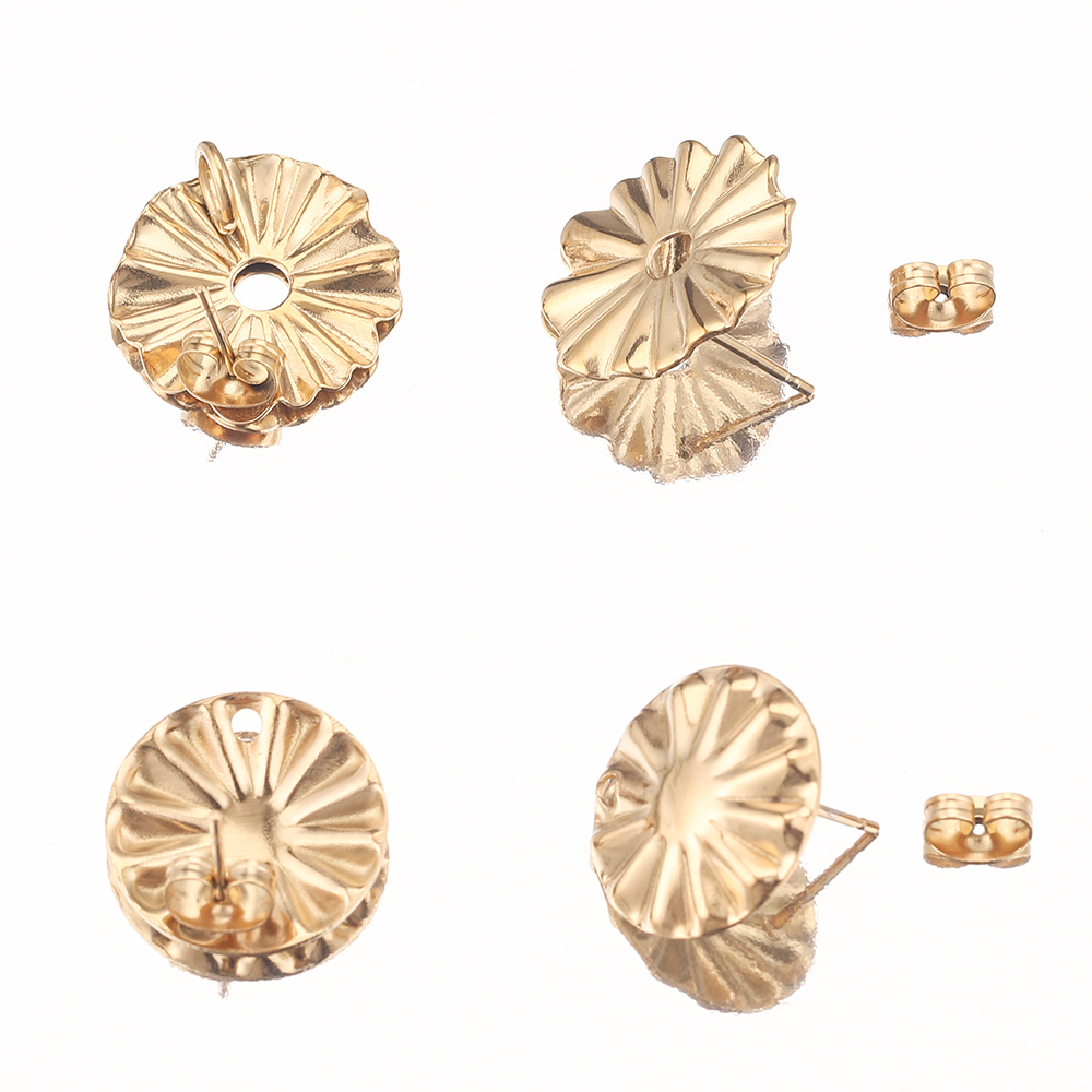 10 Stück vergoldete Sonnenblume aus Edelstahl, rund, tropfenförmig, Ohrringpfosten für Ohrringe, Schmuckherstellung, Material – Detail 5