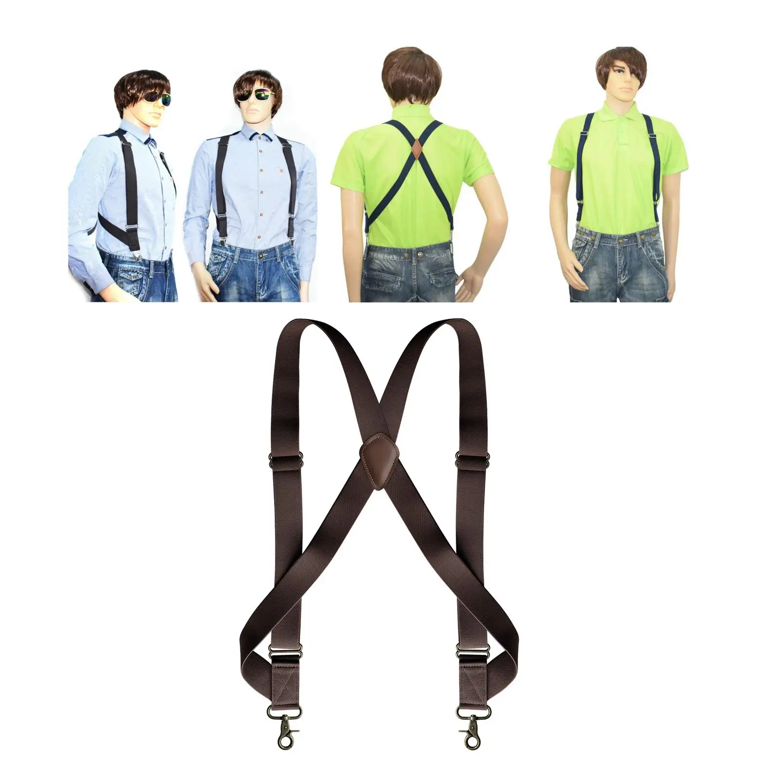 Mens Suspender X Type Elastic Straps Adjustable Hook Suspenders Trousers Apparel Accessories