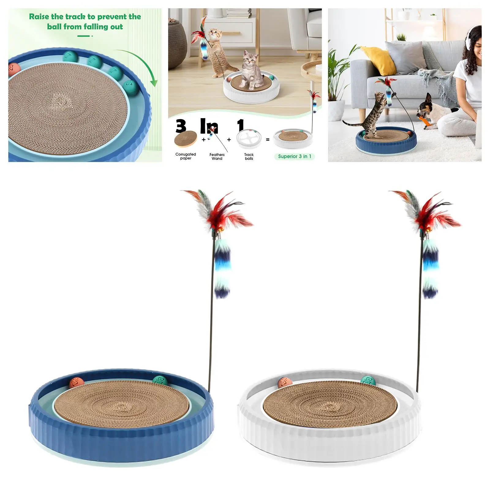 Cat Scratcher Toy Interactive Training with Ball Comfortable Exercise Cat Toy Scratching Pad for Kitten Indoor Cats Pet Supplies