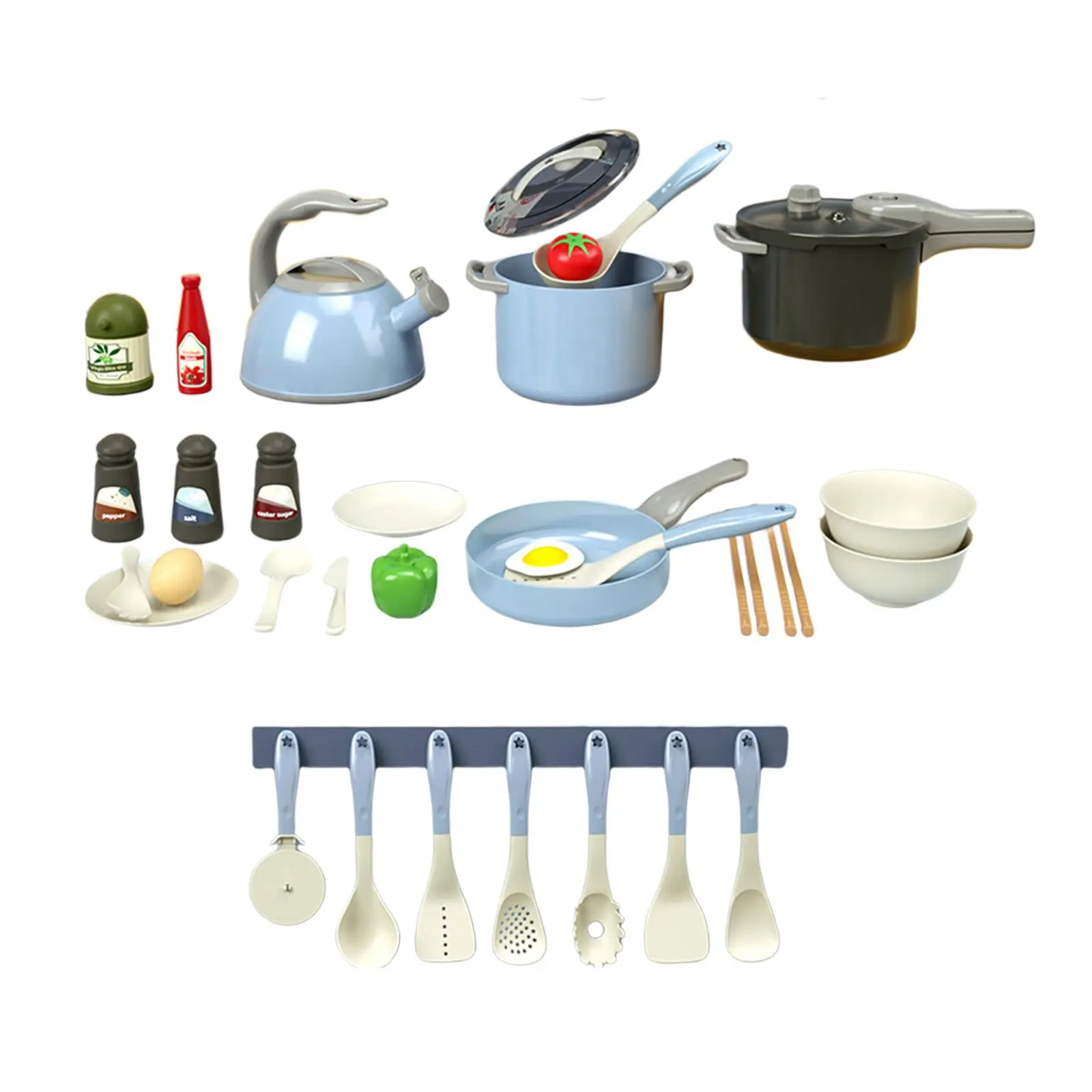 Kids Pretend Kitchen Simulation with Real Sounds and Light with Pots and Pans Role Play Mini Utensils and Cooking Tool for Kids
