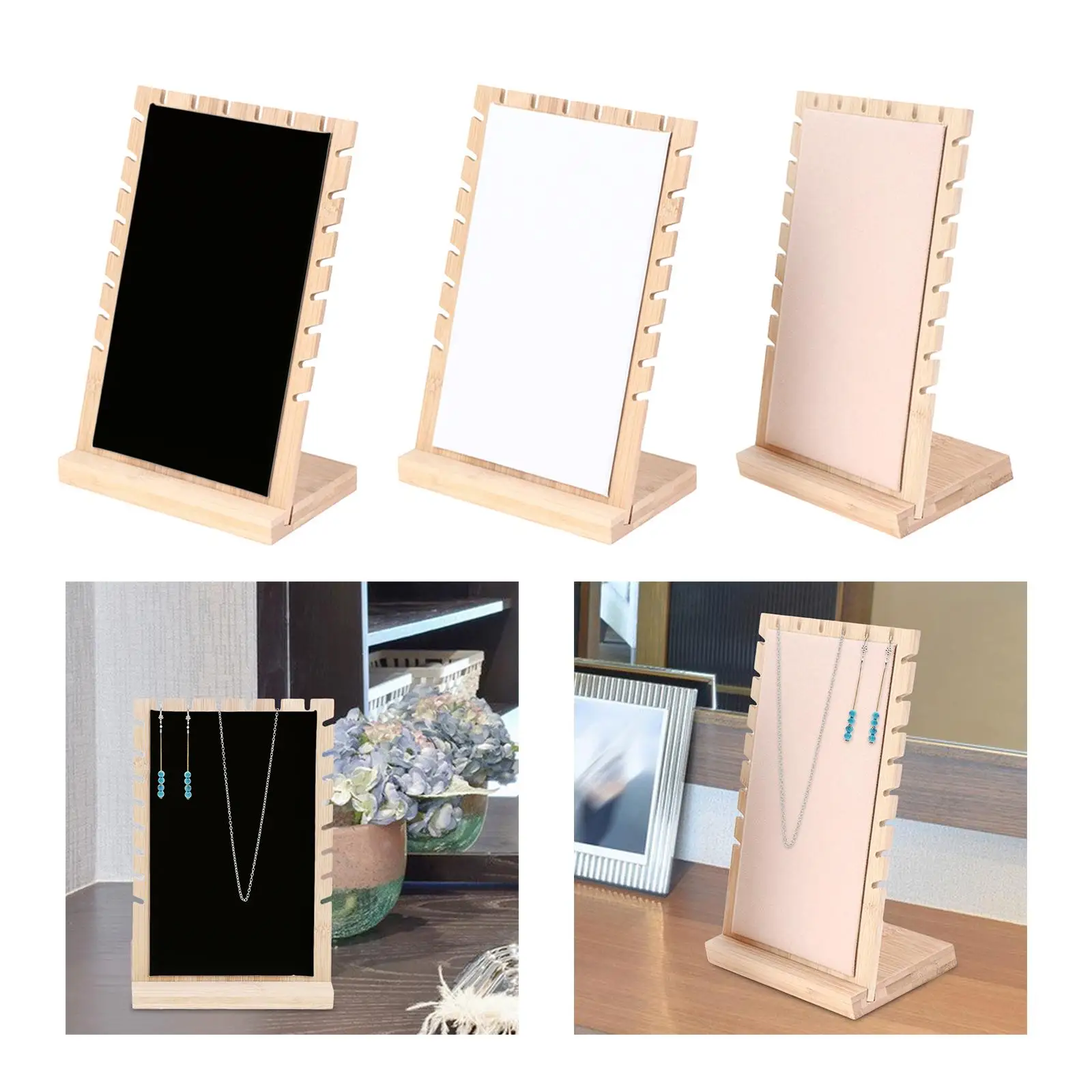 Jewelry Display Stand Wooden Plank Freestanding Soft Mat Necklace Display Board Organizer for Pendant Showcase Jewelry Store