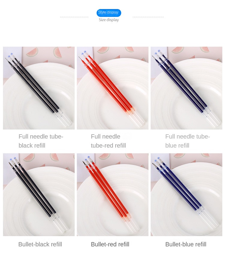 10/20/30 pcs/set 0.5mm Gel Pen Refills Red Blue Black Ink Stationery Writing Supplies Office Signature Rods Office School Needle