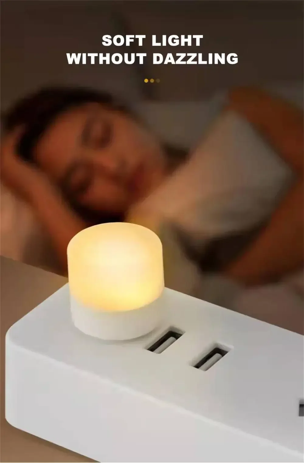 1-20Pcs Mini USB Night Light Warm White Eye Protection Book Reading Light USB Plug Computer Mobile Power Charging LED Night Lamp