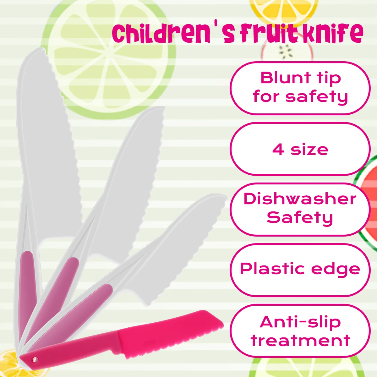 Description Picture 4 of itemNew Kids Cooking Cutter Set Kids KnifeToddler Kitchen Cutter Cooking Knives to Cut Fruits Crinkle Cutter Peeler Kitchen Supplies