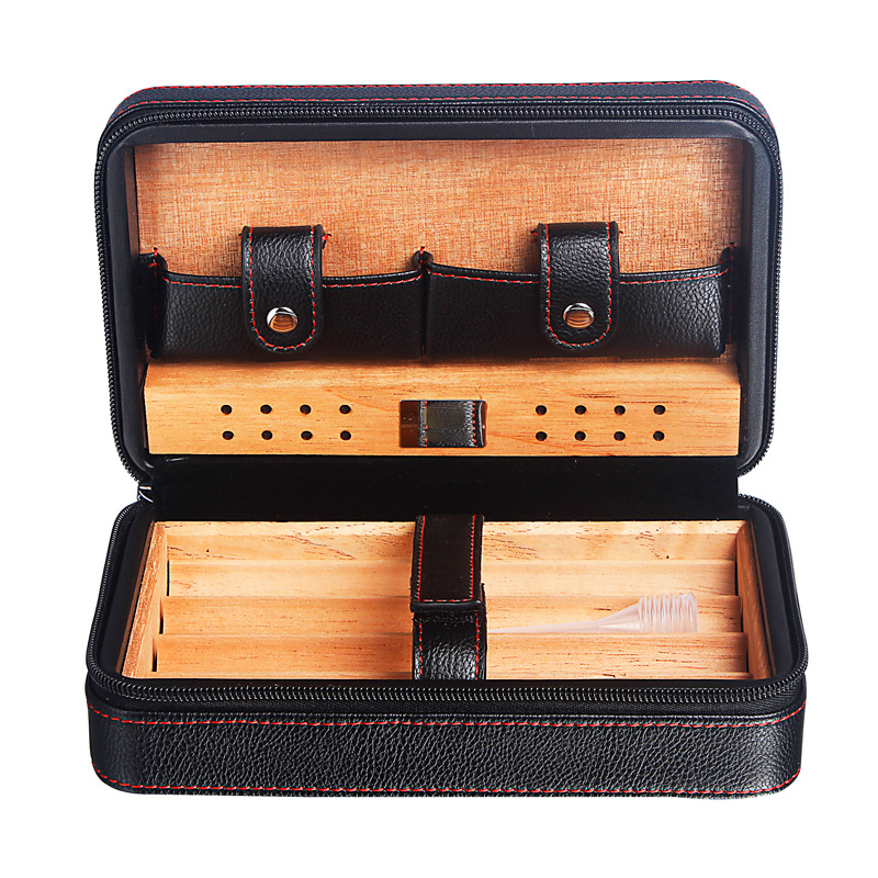 Description Picture 3 of itemCigar Case Cedar Wood Humidor Portable Travel Cigar Case Smoking Accessories