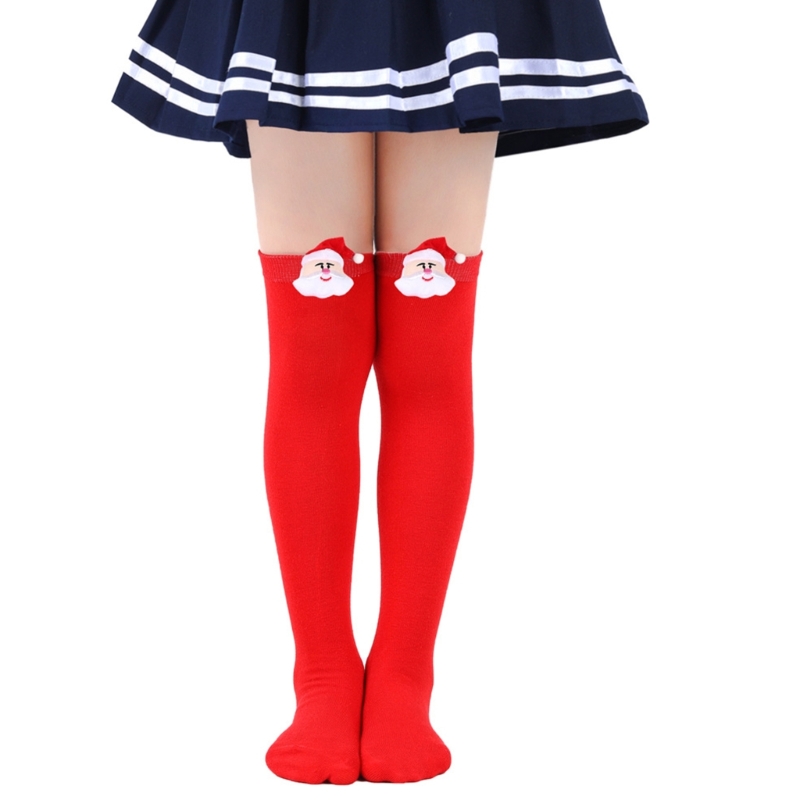 Warme Kinderstrümpfe für Weihnachten, oberschenkelhohe Socken, Festival, dehnbare Beinstulpen A2UB – Detail 10