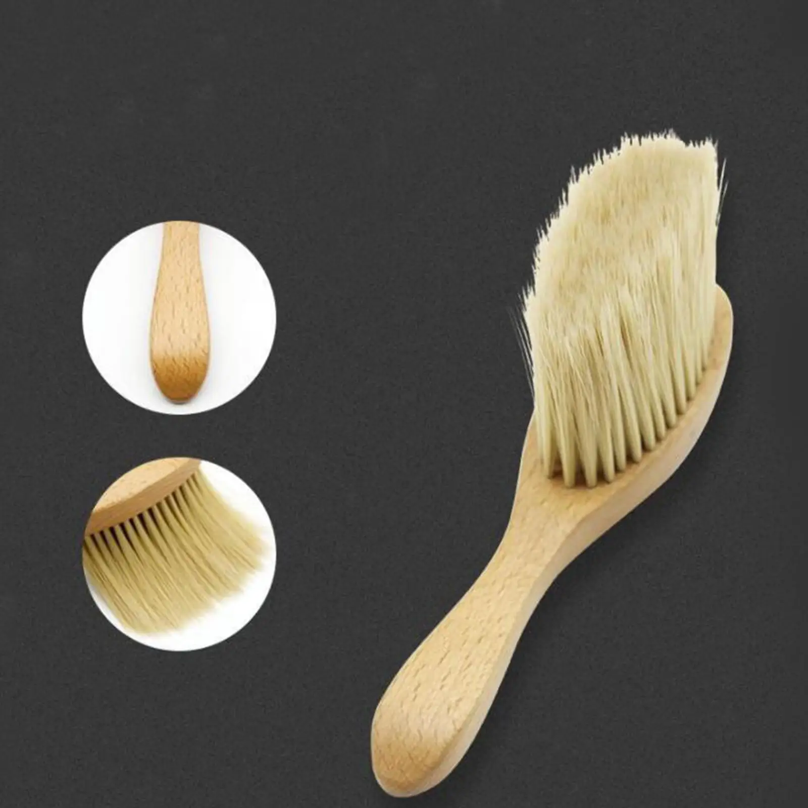 2x Nylon Hair Cleaning Brush with Wood Handle Salon Men Brush Hairdressing Daily Use 17x3.7cm