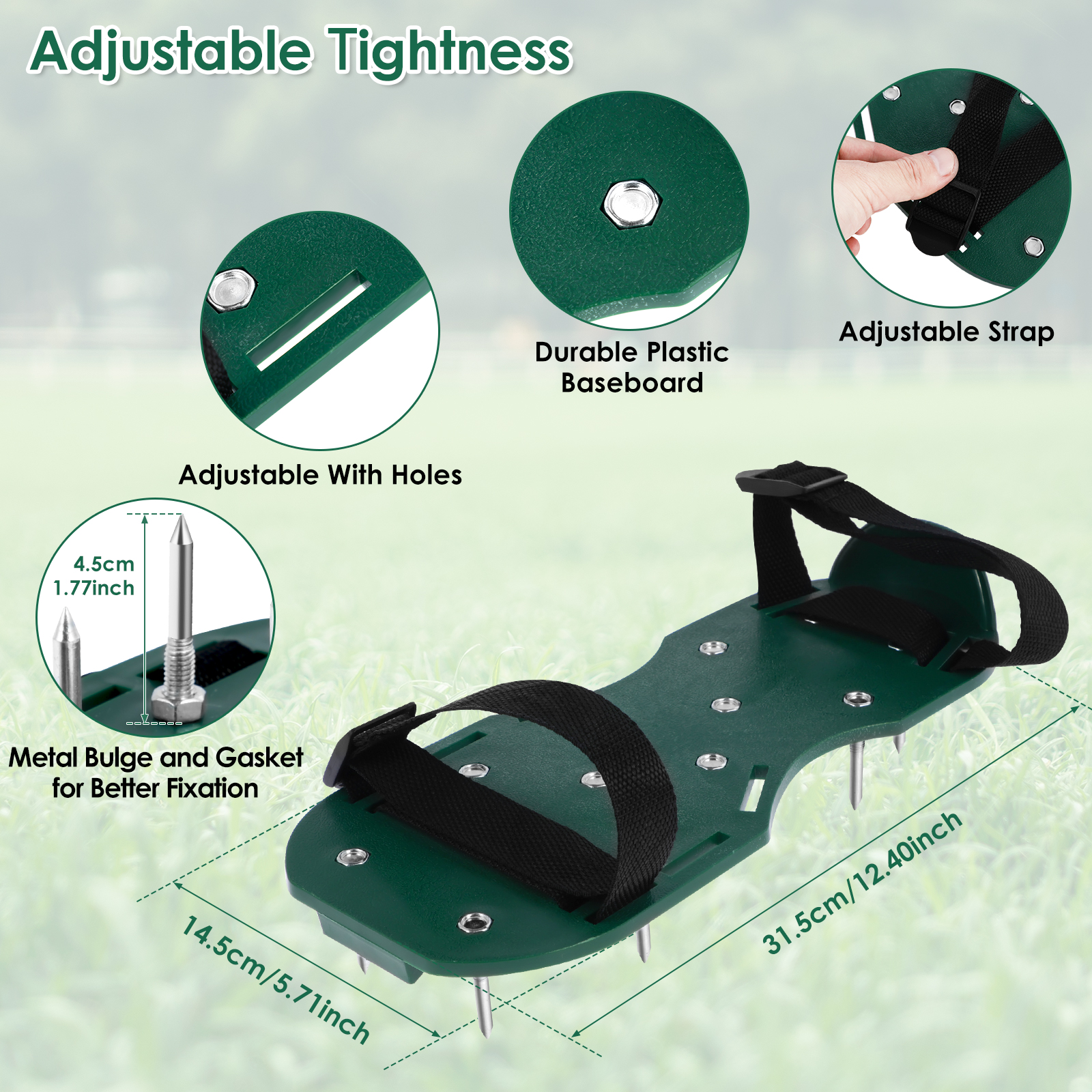 Description Picture 3 of itemLawn Aerator Shoes Manual Lawn Aerator with Spike Adjustable Spiked Aerating Sandals Reusable Plastic Lawn Aerator Sandals Lawn