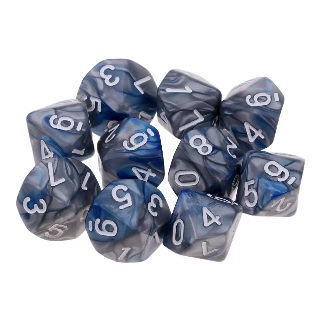 10Pieces 10 Sided Dices D10 Polyhedral Dice Set DND RPG MTG Table Board Game Dice for Teaching Math Entertainment Toys