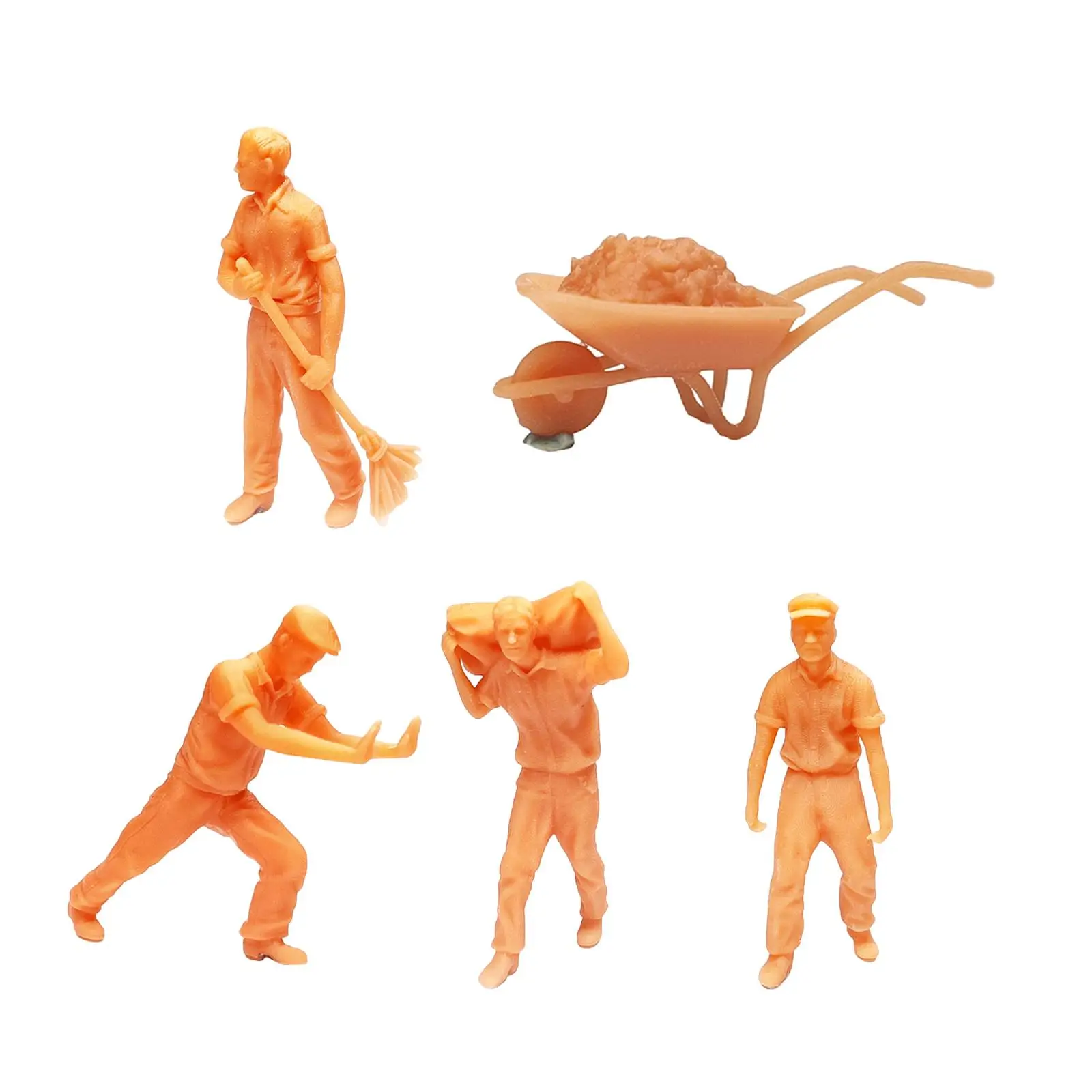 Tiny 1/64 Construction Worker Figure DIY Projects S Gauge Doll Resin People Model for Railway Model Desktop Decor Street Scene