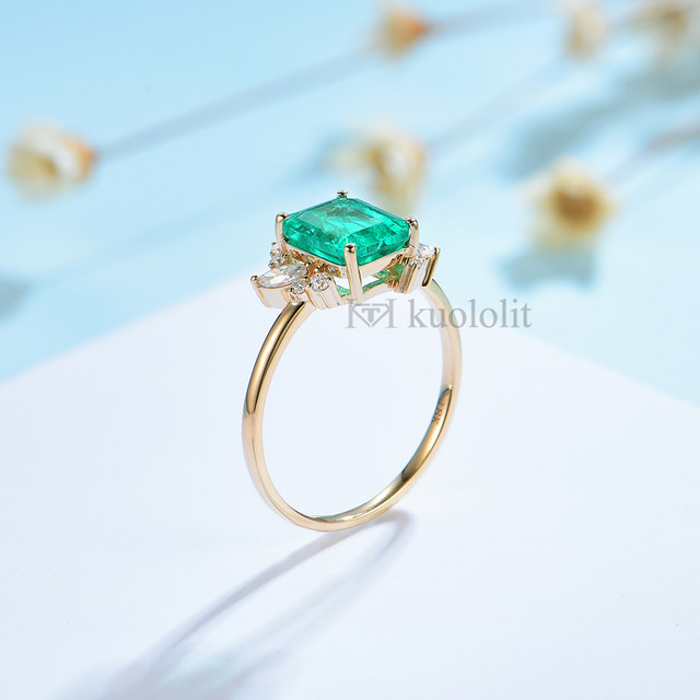 K14 エメラルド ダイヤモンドリング 15号