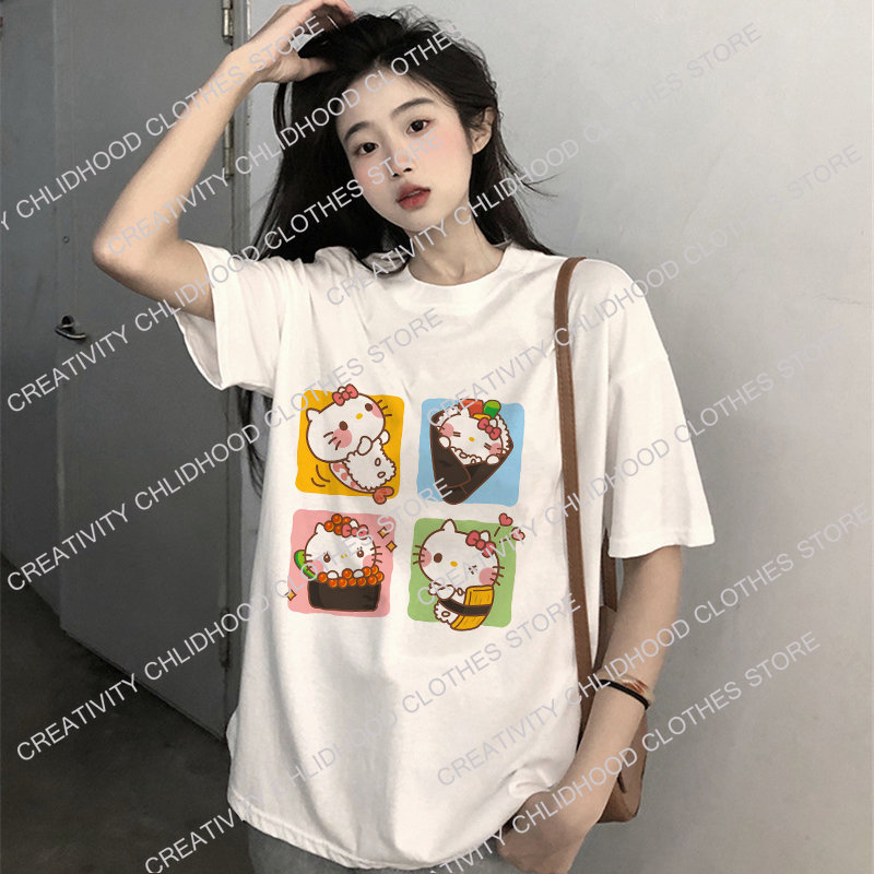 Hello Kitty Kawaii T-shirts Mulheres Camisetas De