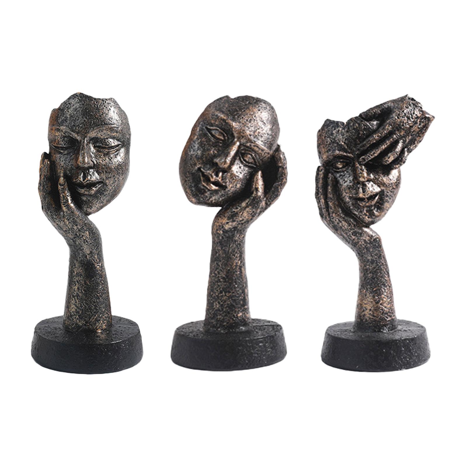 Face Sculpture Artworks Resin Modern Collectible Statue Abstract Figure Handicraft for Mantelpiece Bookcase Table Home Decor