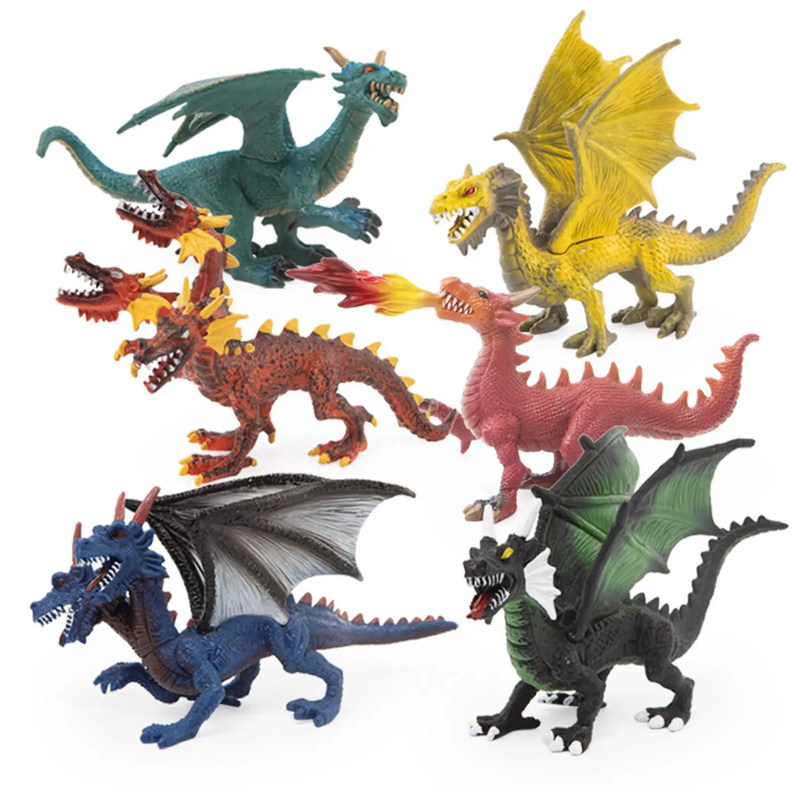 6x Dragon Figurines Dragon Statue Colorful Realistic Figure Model for Rewards Collection Science Props Desktop Decor Party Favor