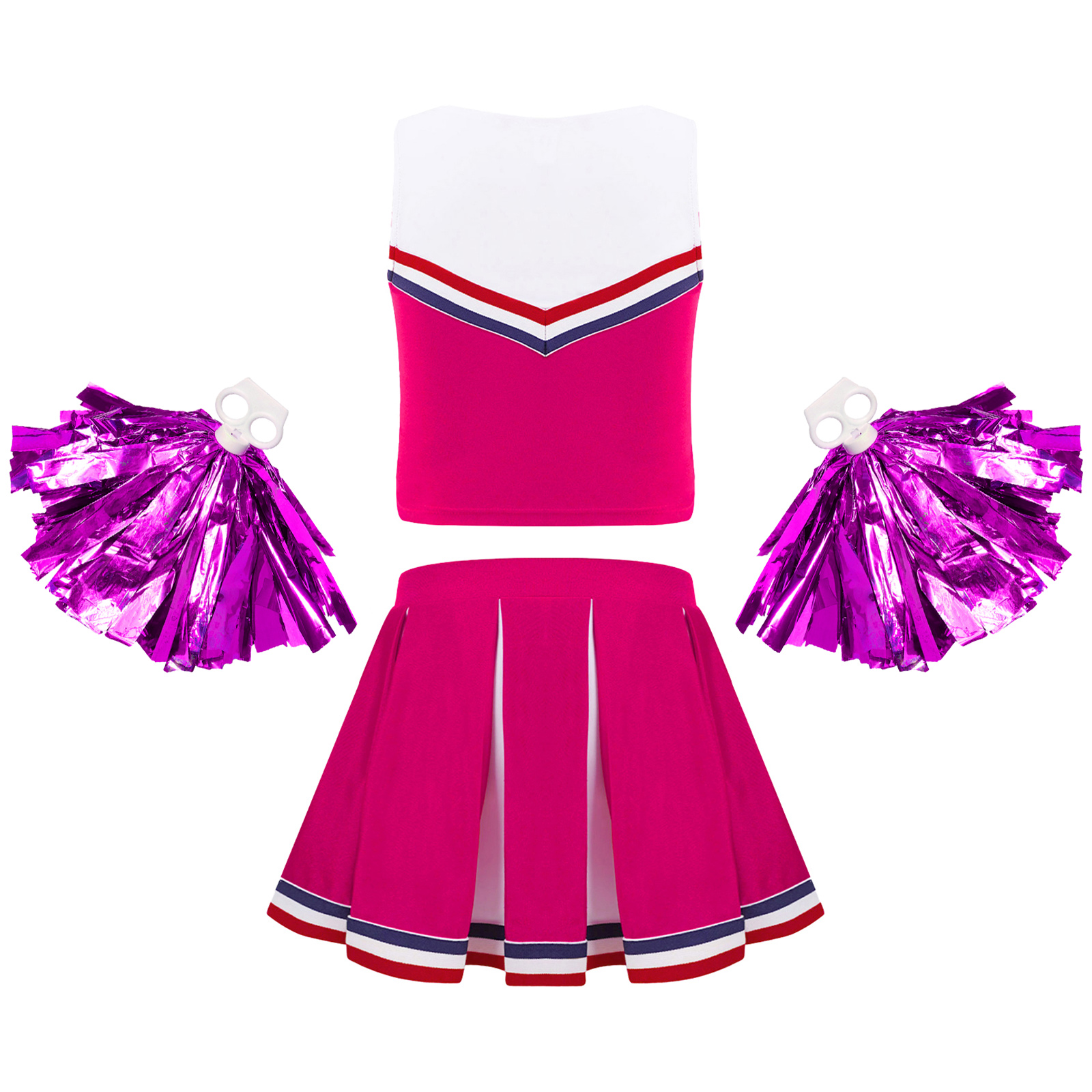 Description Picture 4 of itemKids Cheerleader Costume Sleeveless Cheer Dance Outfit Set for School Girls Cheerleading Uniform Teens Dancewear Teamwear