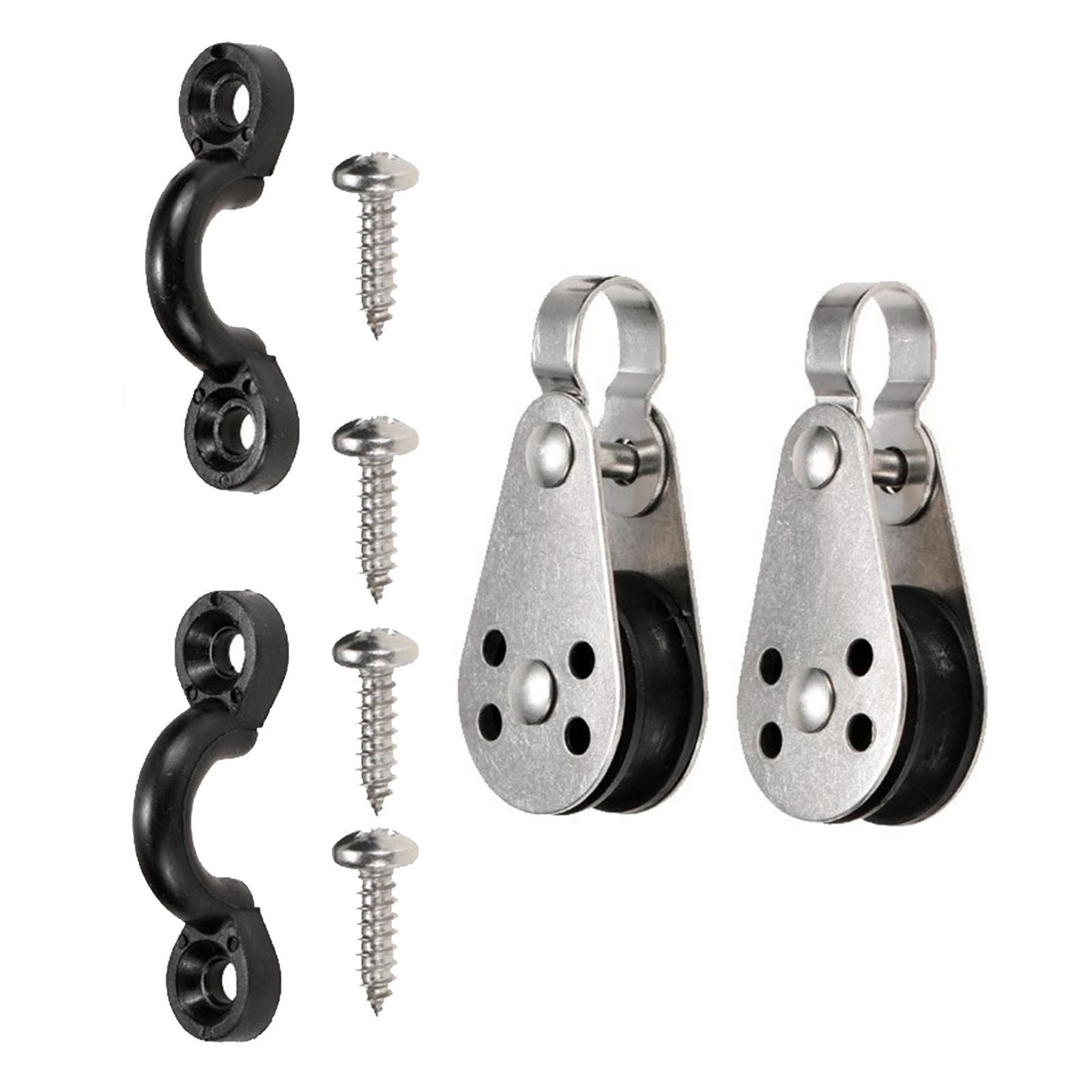 Durable Kayak Anchor Trolley 2 Pulley Blocks Screws Accessories Supplies